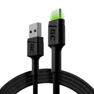 Green Cell Kabel Przewód   Ray USB - USB-C 120cm z zielonym podświetleniem LED
